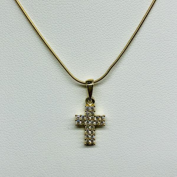 14 karátos sárga arany cirkónia köves medál. A medál súlya 0,7gr.